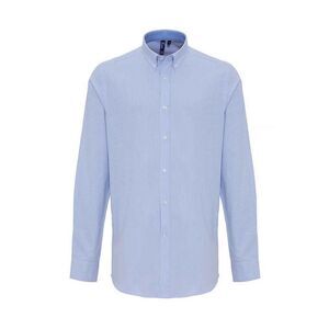 Premier Mens Striped Oxford Long-Sleeved Shirt / White/Oxford Blue